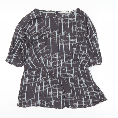 White Stuff Women's Black Geometric Blouse Size 12