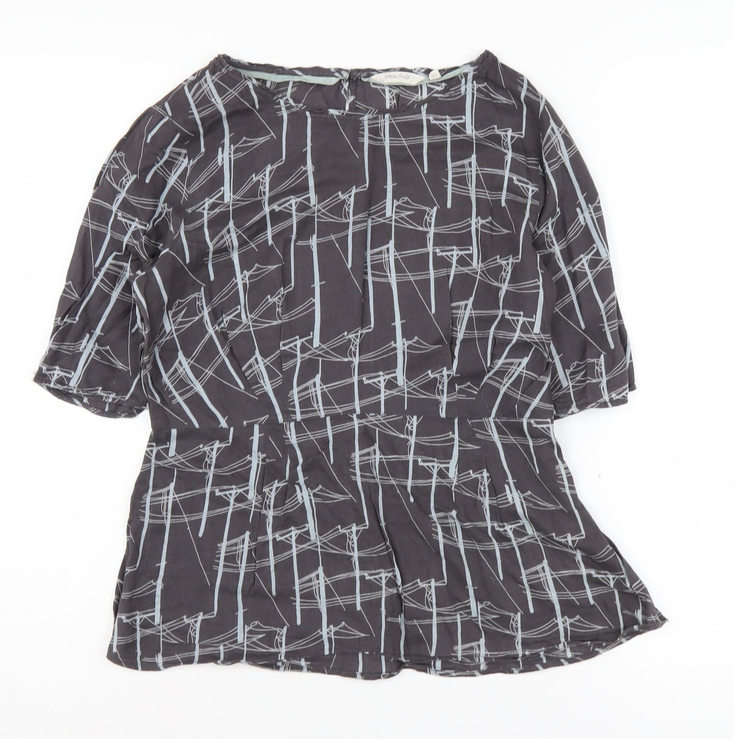 White Stuff Women's Black Geometric Blouse Size 12