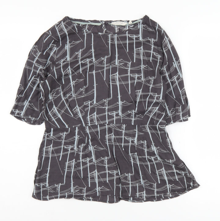 White Stuff Women's Black Geometric Blouse Size 12