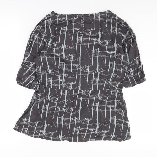 White Stuff Women's Black Geometric Blouse Size 12