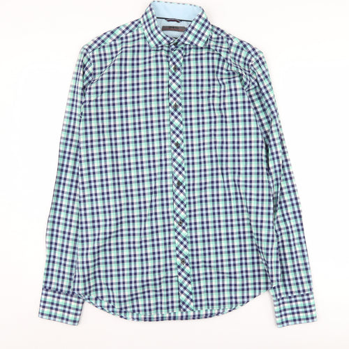 Jeff Banks Men's Blue Green Check Casual Shirt Size S