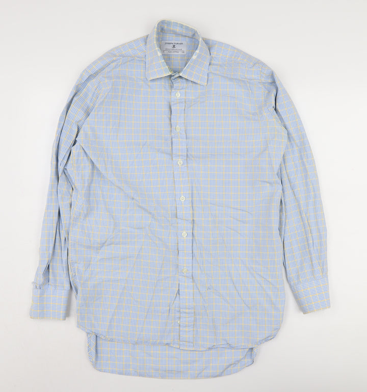 Joseph Turner Men's Blue Cotton Check Dress Shirt Size 15