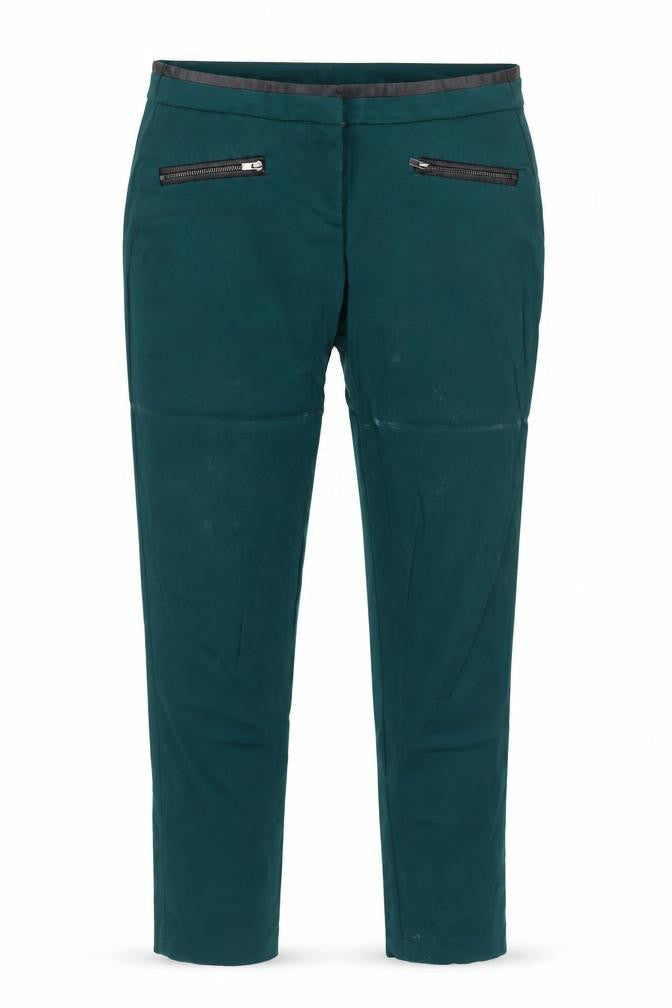 DKNY Women's Green Straight Trousers, Size 4, Casual Chic