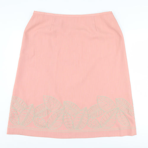 Jacques Vert Women's Pink Embroidered Pencil Skirt Size 18