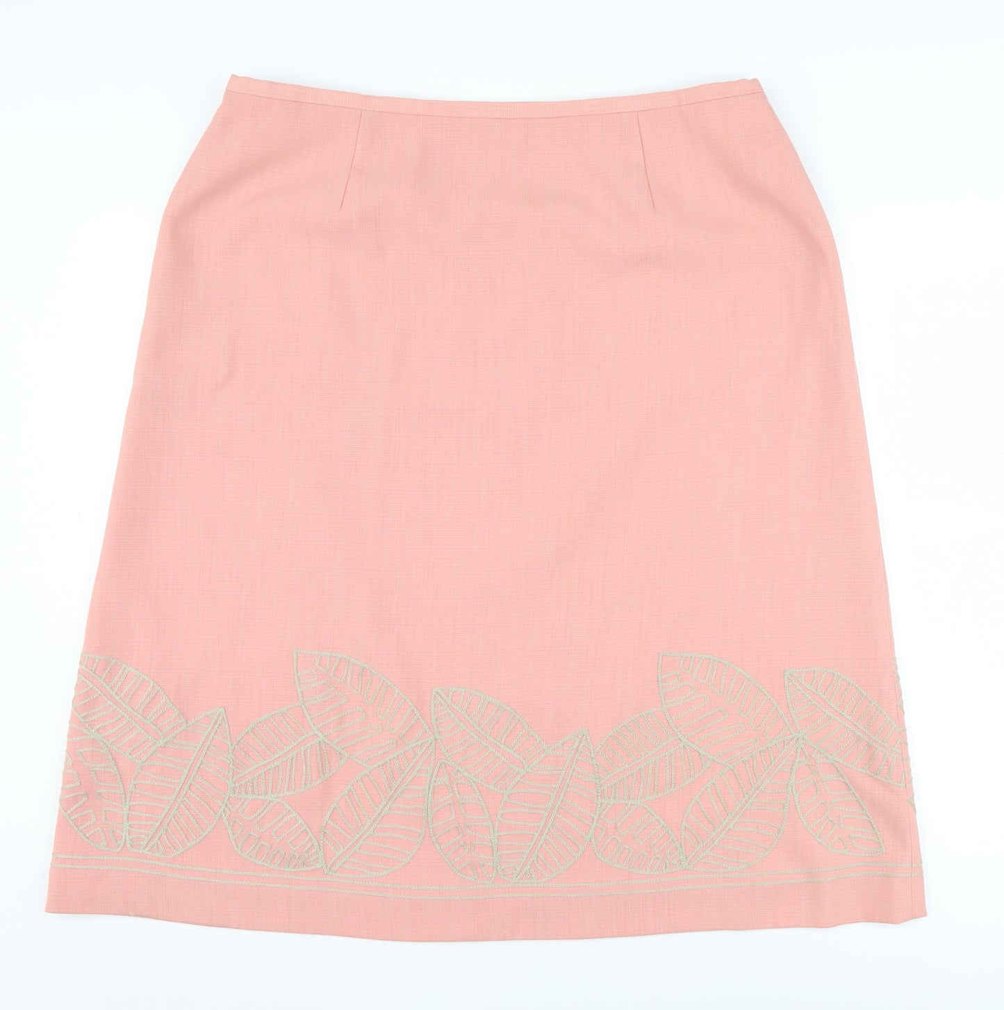 Jacques Vert Women's Pink Embroidered Pencil Skirt Size 18