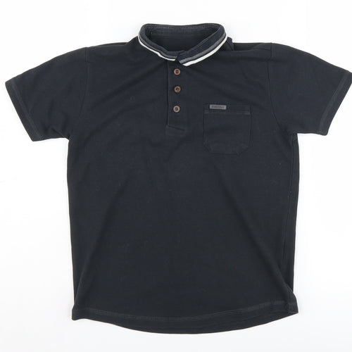 Firetrap Boys Polo Shirt Black 9-10 Years Button Down Collar