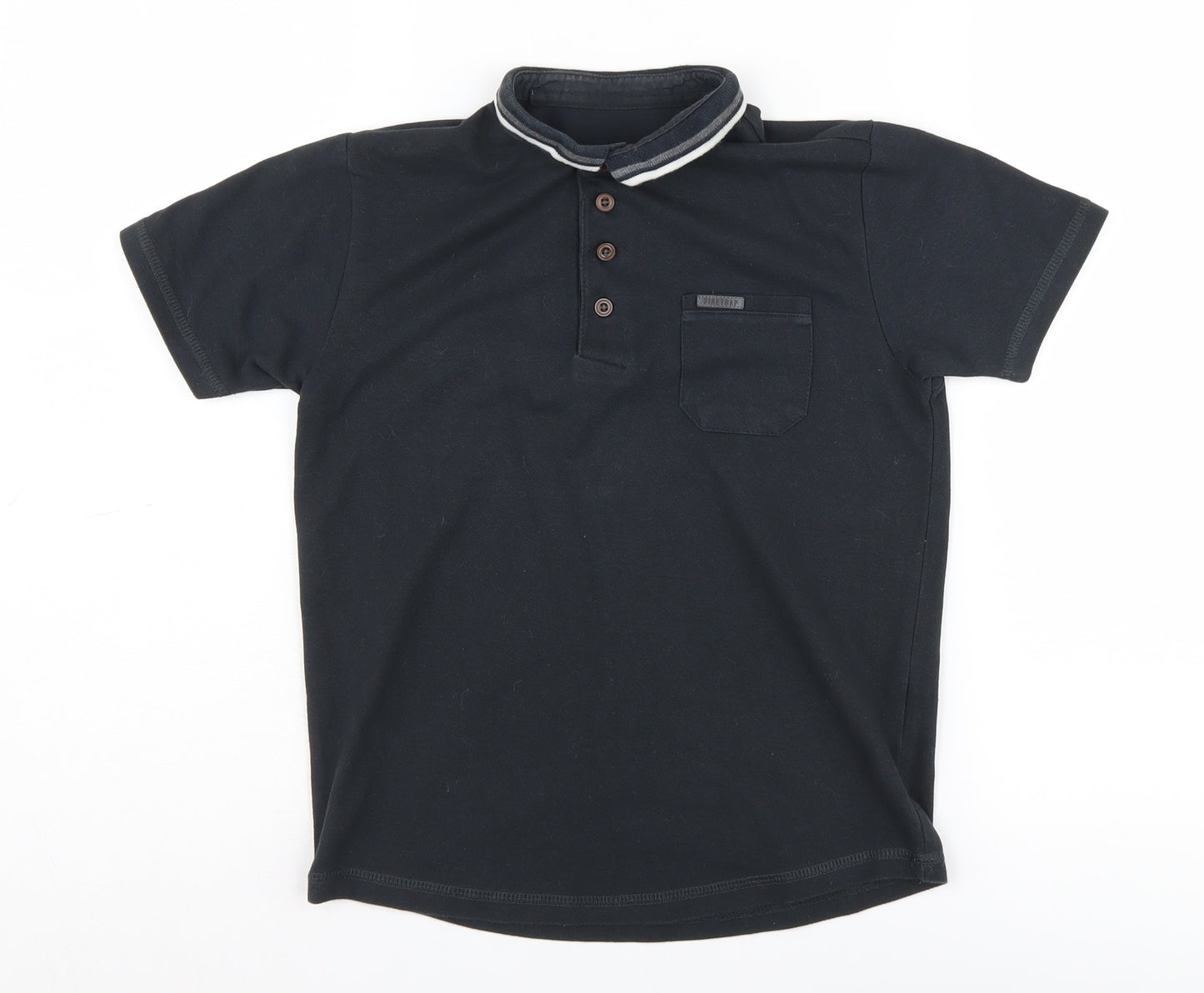 Firetrap Boys Polo Shirt Black 9-10 Years Button Down Collar