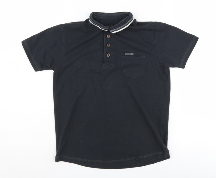Firetrap Boys Polo Shirt Black 9-10 Years Button Down Collar