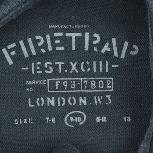 Firetrap Boys Polo Shirt Black 9-10 Years Button Down Collar