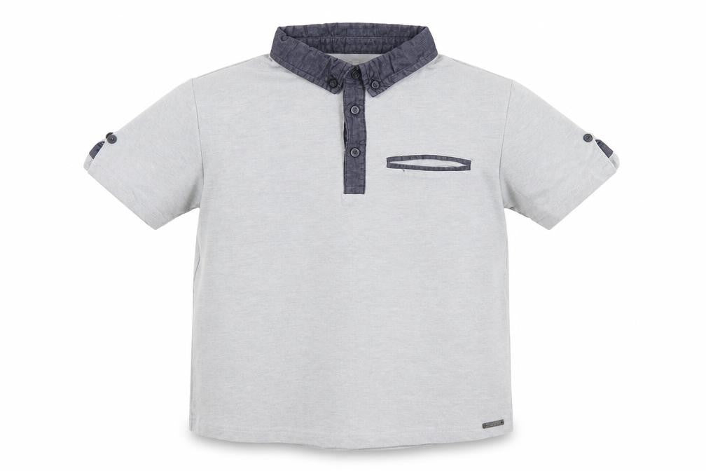 Front view of Firetrap boys’ grey polo shirt 9-10 years regular fit