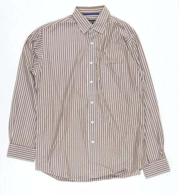 Van Heusen Men's Brown Striped Button-Up Shirt M
