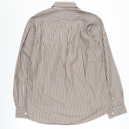 Van Heusen Men's Brown Striped Button-Up Shirt M