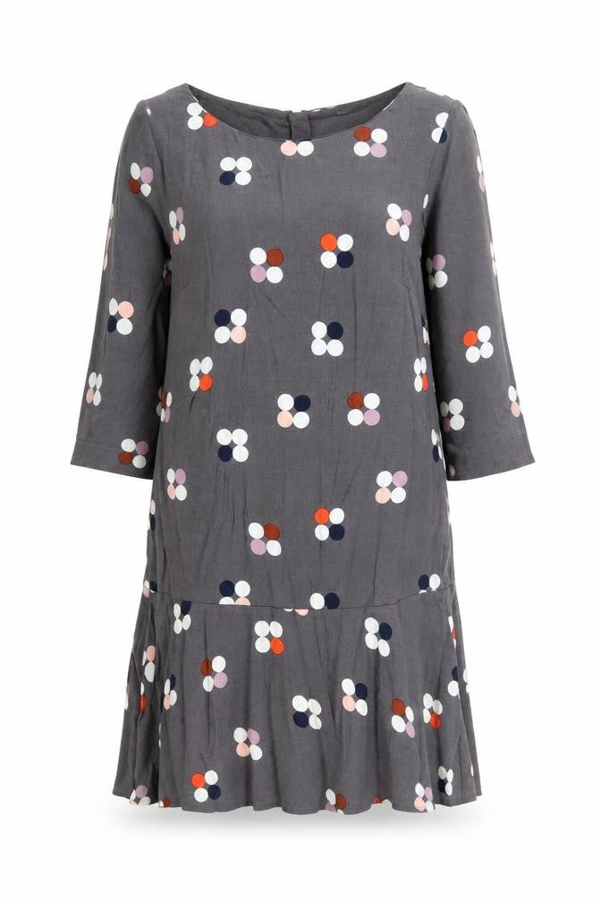 Front view of White Stuff Women's Grey Floral Knee Length Shift Dress