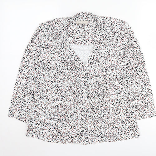 Hobbs Women's White Floral Wrap Blouse M