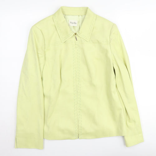 Viyella Women's Green Jacket Size 12, Full Zip Mid-Length