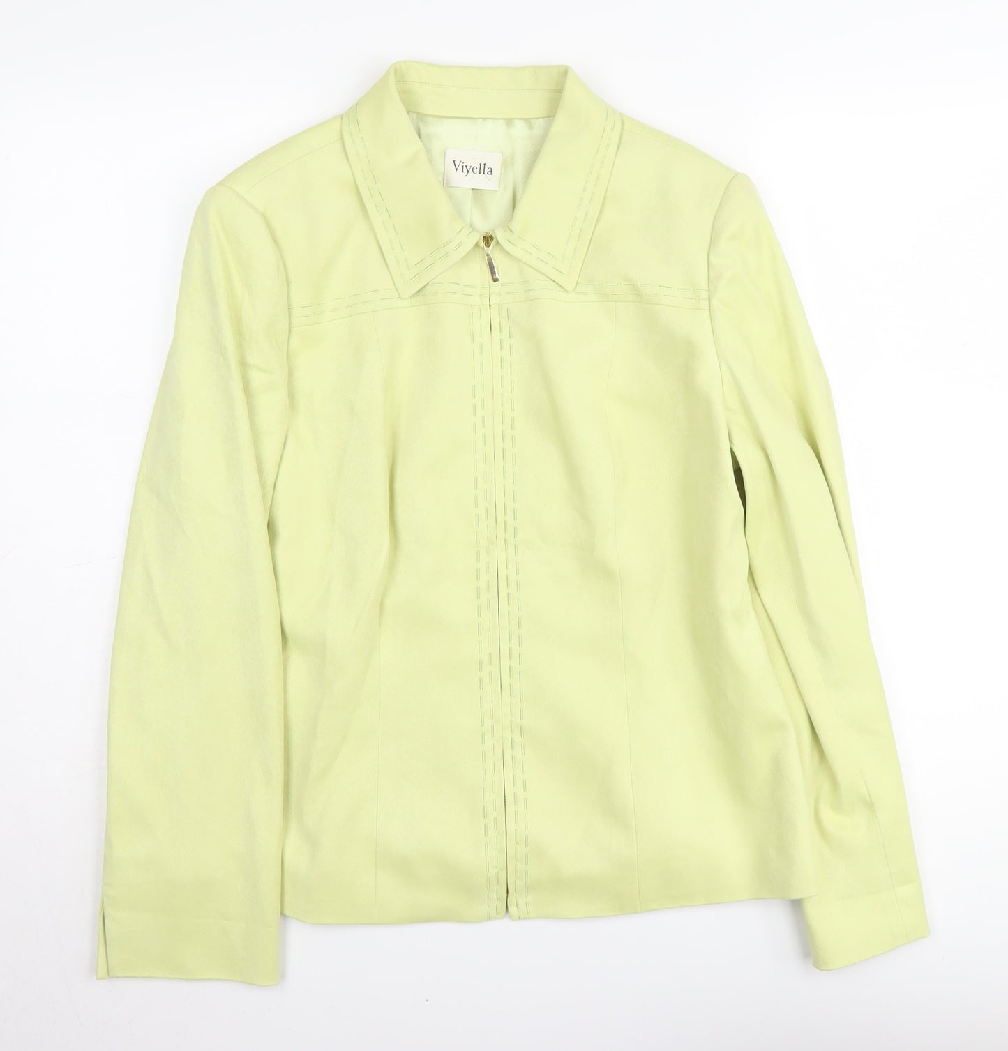 Viyella Women's Green Jacket Size 12, Full Zip Mid-Length