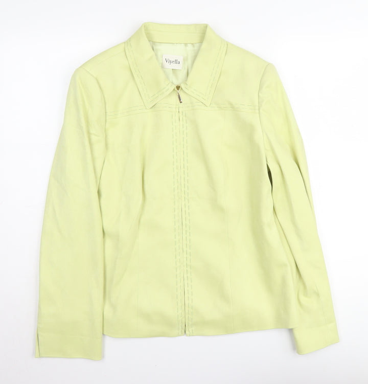 Viyella Women's Green Jacket Size 12, Full Zip Mid-Length