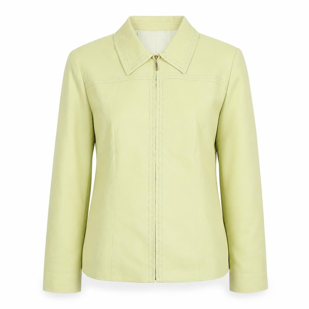 Front view of Viyella Women's Green Jacket, size 12, Full Zip Mid-Length