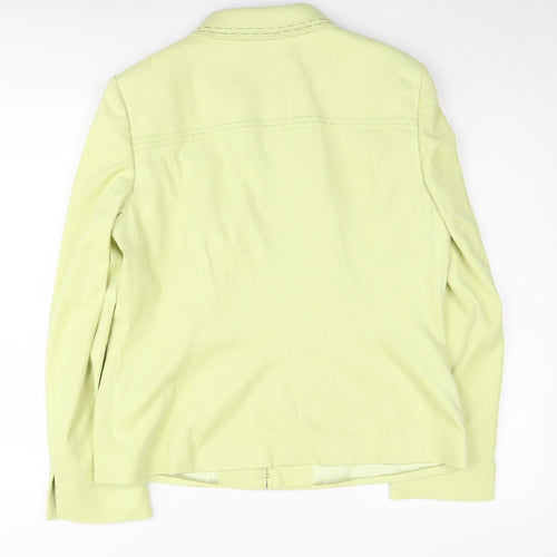 Viyella Women's Green Jacket Size 12, Full Zip Mid-Length