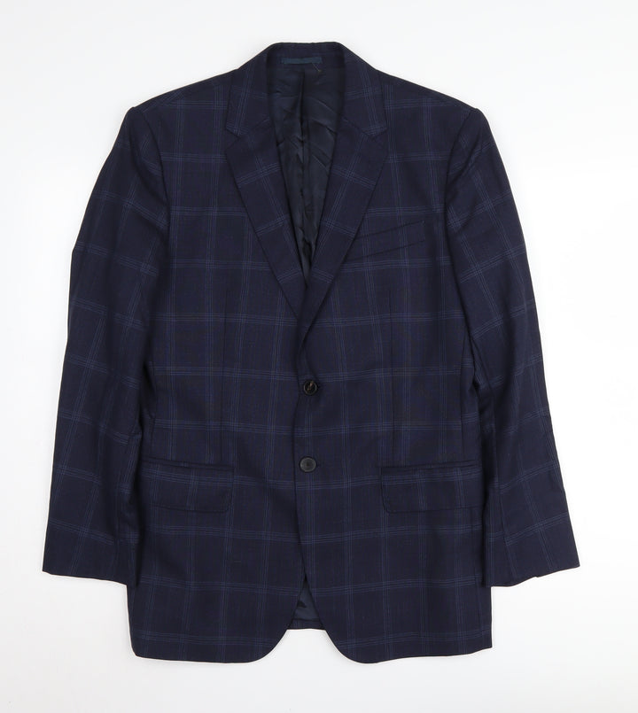 Reiss Men's Blue Check Blazer, Size 40, Classic Formal