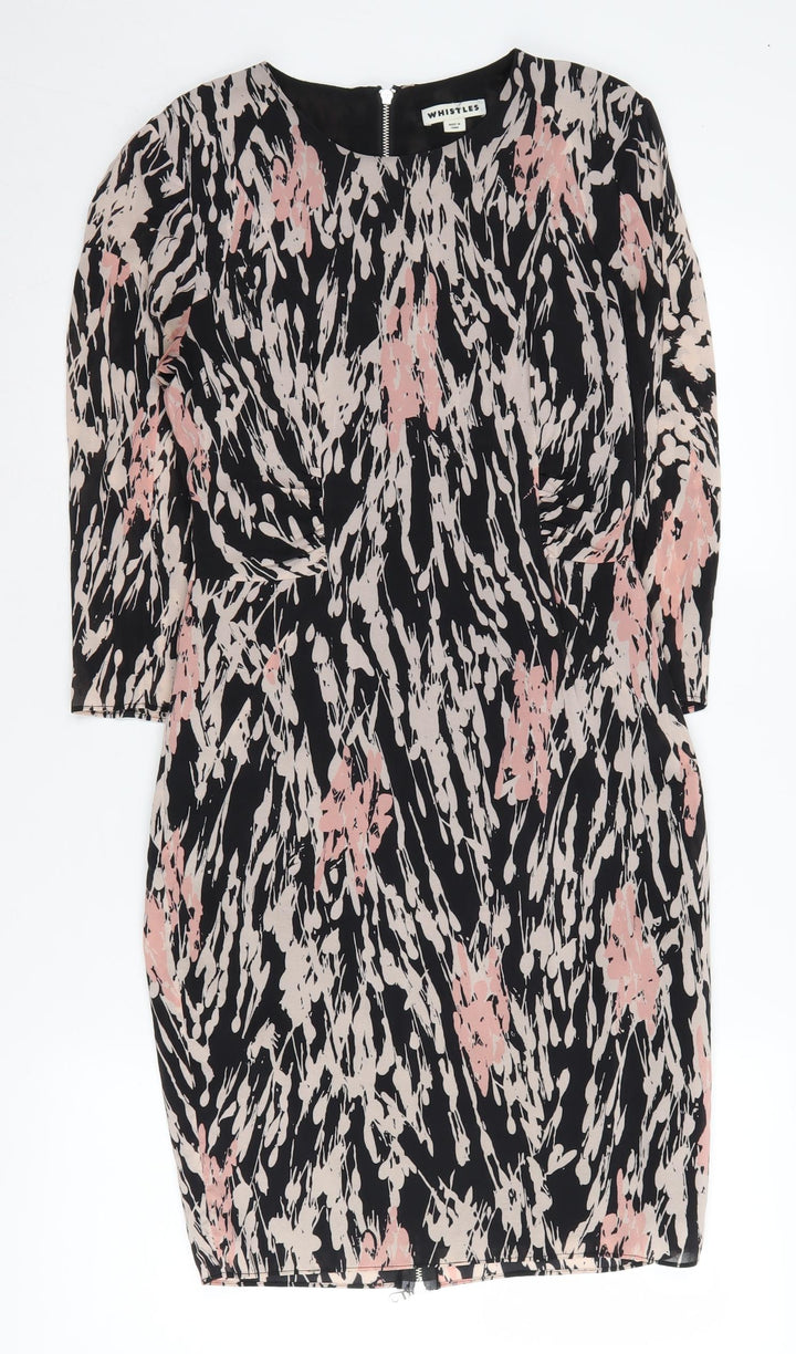 Whistles Women's Multicoloured Silk Sheath Dress Size 8