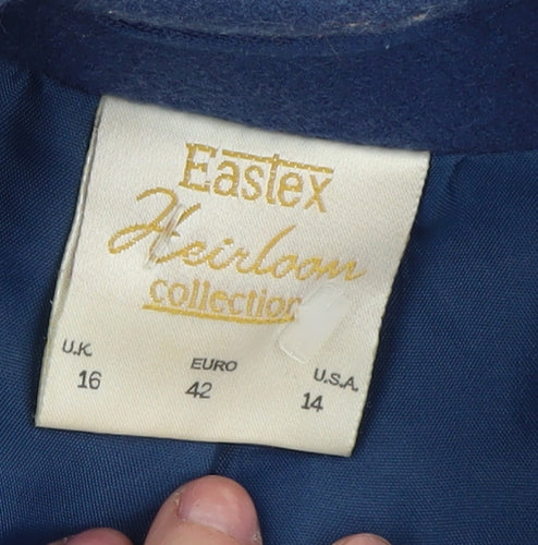 Eastex Women's Blue Wool Overcoat Size 16 Formal Classic