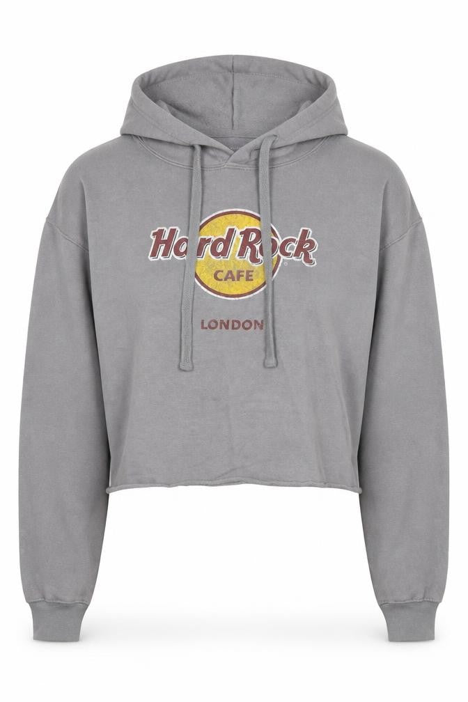 Front view of Hard Rock Cafe Women's Grey Pullover Hoodie M