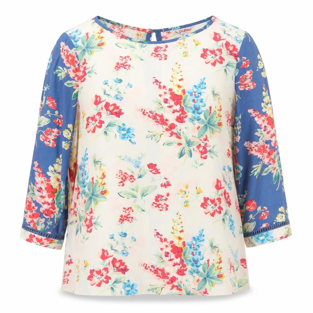 Front view of Cath Kidston Women's Floral Multicoloured Boat Neck Top, size 6