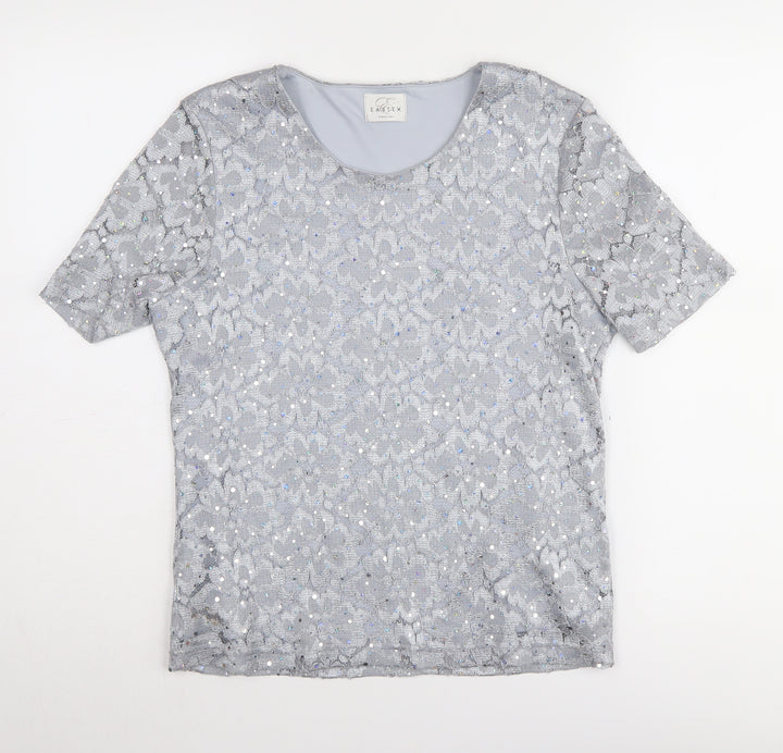 Eastex Women's Silver Sequin Party T-Shirt Size 10