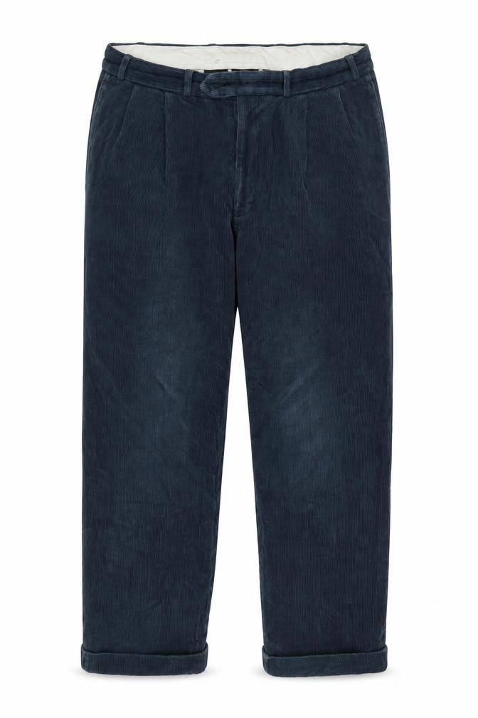 Front view of BHS Men's Blue Corduroy Trousers, size 38