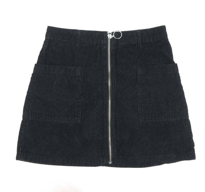 Topshop Women’s Black Corduroy A-Line Skirt, Size 10