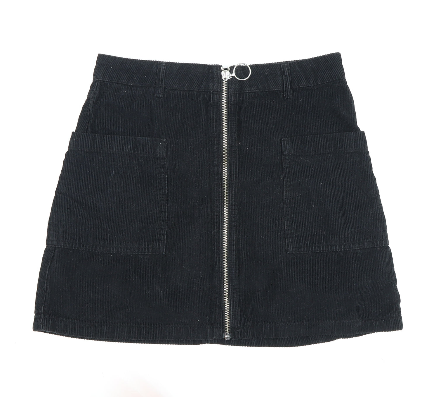 Topshop Women’s Black Corduroy A-Line Skirt, Size 10