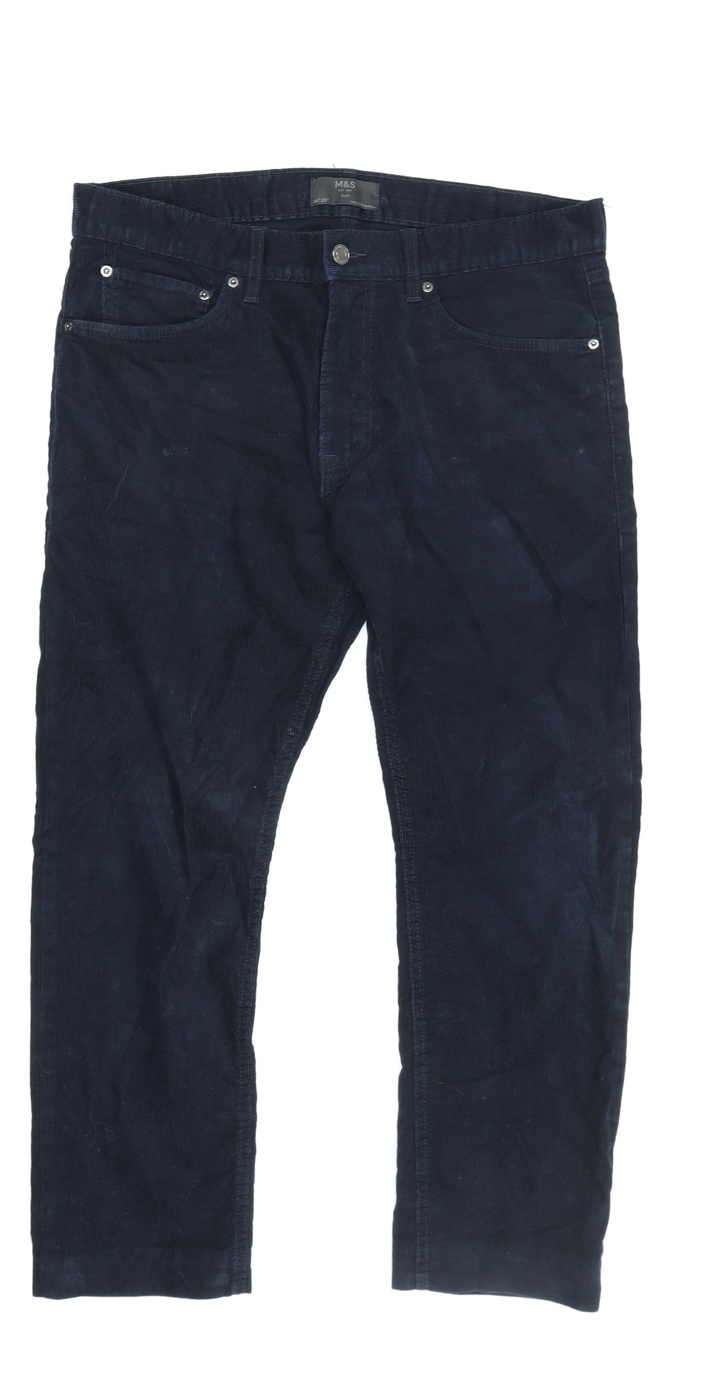 Marks and Spencer Men's Black Slim Corduroy Trousers