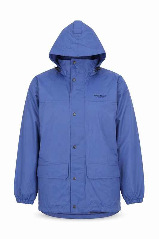 Front view of Regatta Men's Blue Waterproof Hooded Jacket, size S
