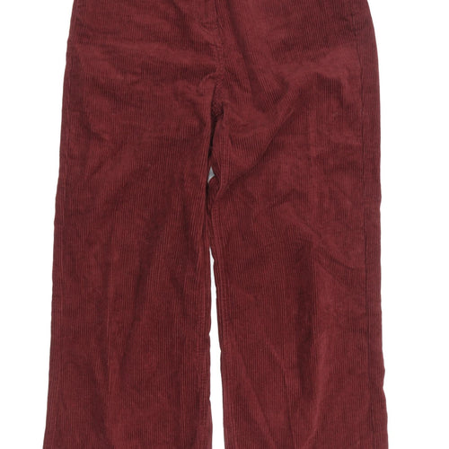 Oasis Women's Red Wide-Leg Corduroy Trousers Size 10