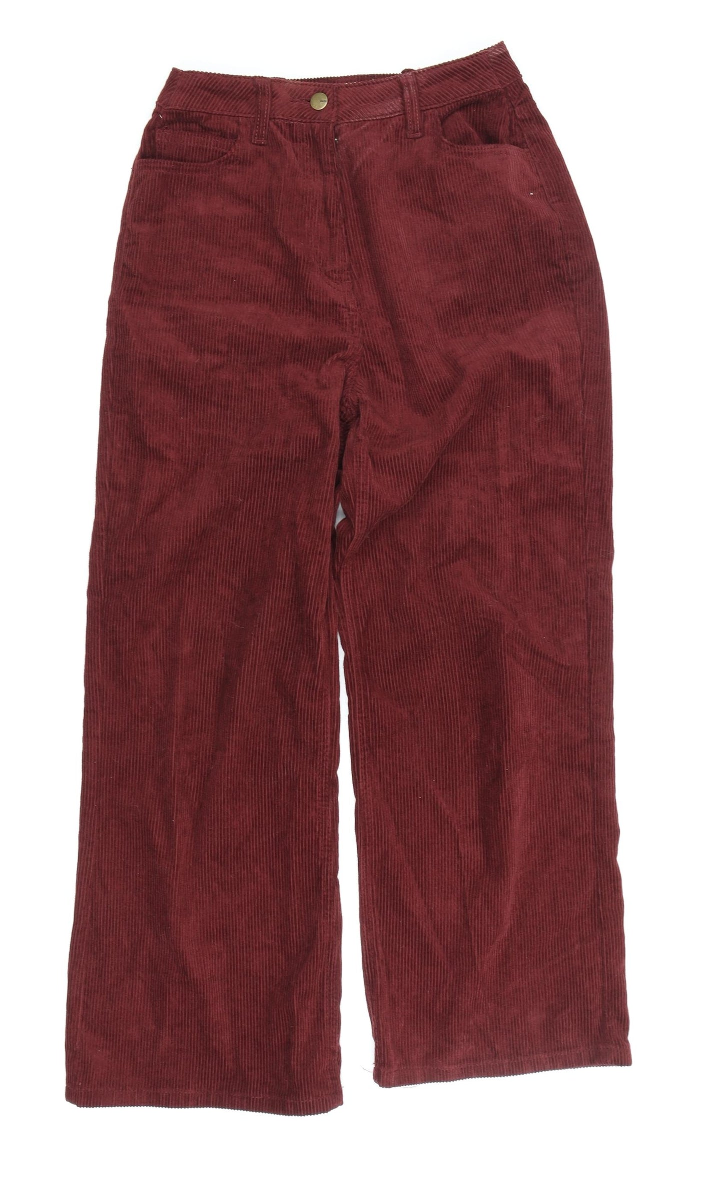 Oasis Women's Red Wide-Leg Corduroy Trousers Size 10