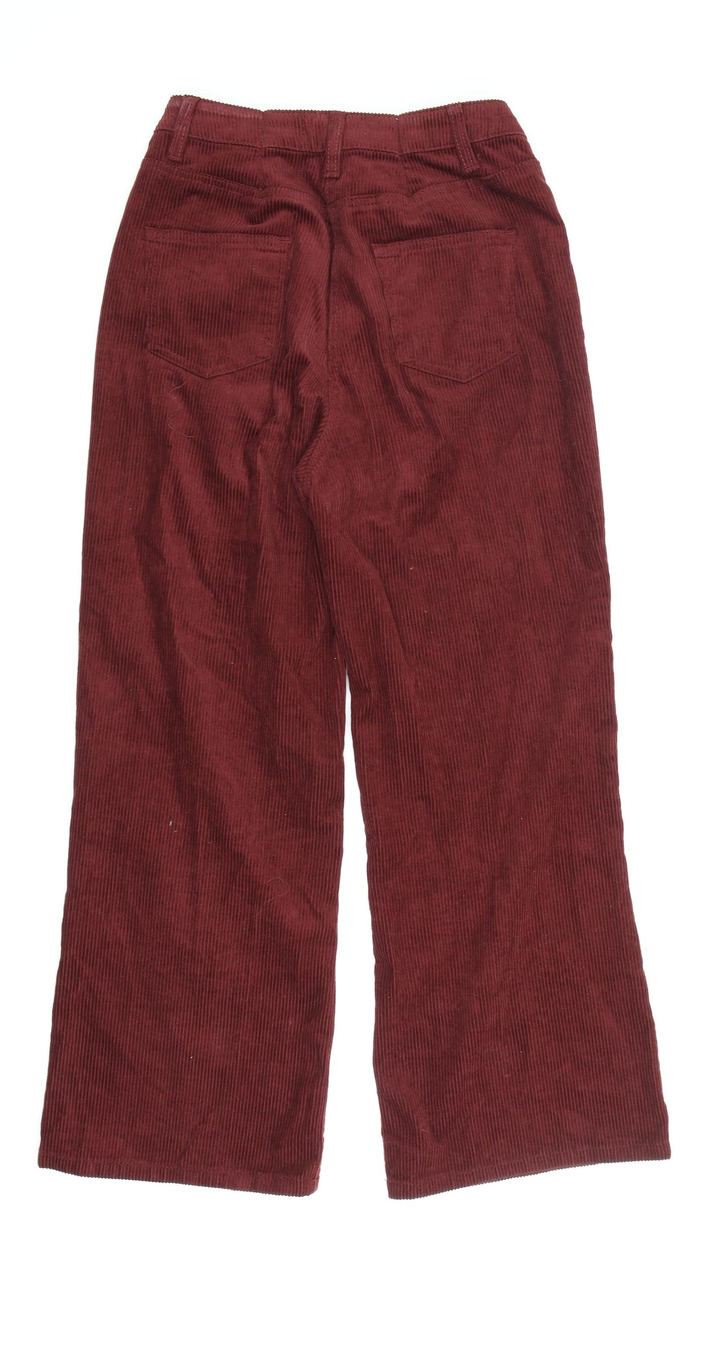 Oasis Women's Red Wide-Leg Corduroy Trousers Size 10