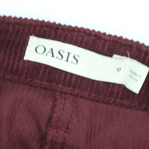 Oasis Women's Red Wide-Leg Corduroy Trousers Size 10
