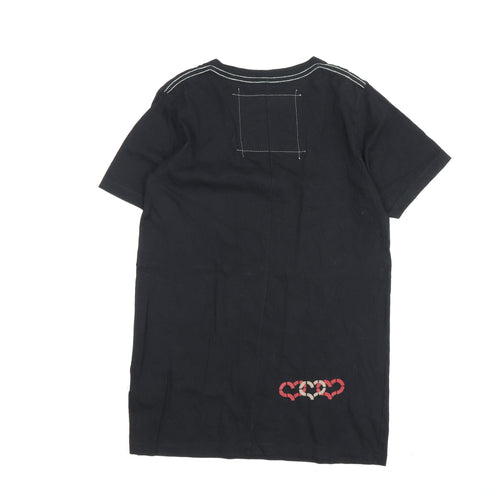 Quiksilver Black V-Neck T-Shirt Size S Unisex Casual
