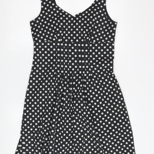 Laura Ashley Women's Black Polka Dot A-Line Dress