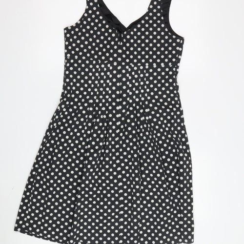Laura Ashley Women's Black Polka Dot A-Line Dress