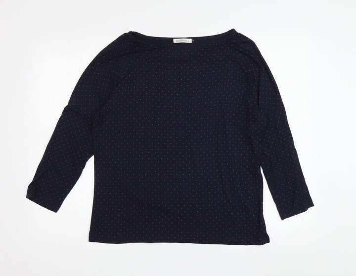 WoolOvers Women's Blue Polka Dot T-Shirt, Size S