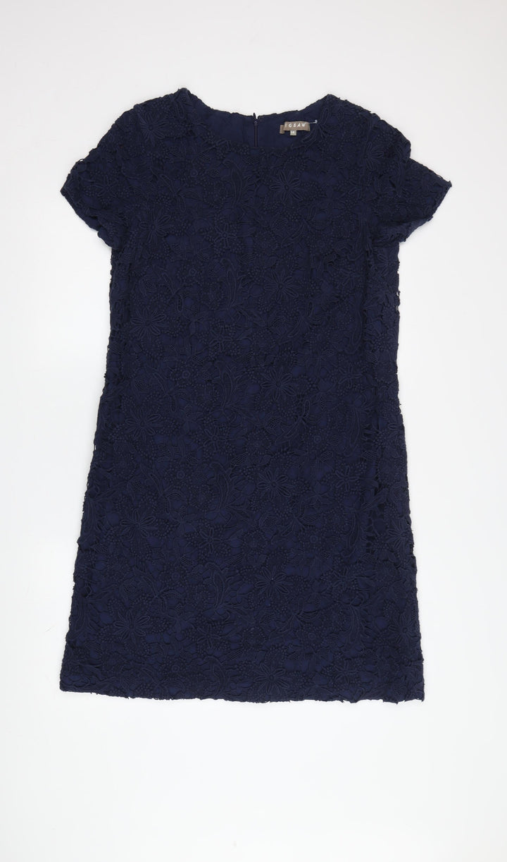 Jigsaw Women's Blue Floral Lace Shift Dress Size 14