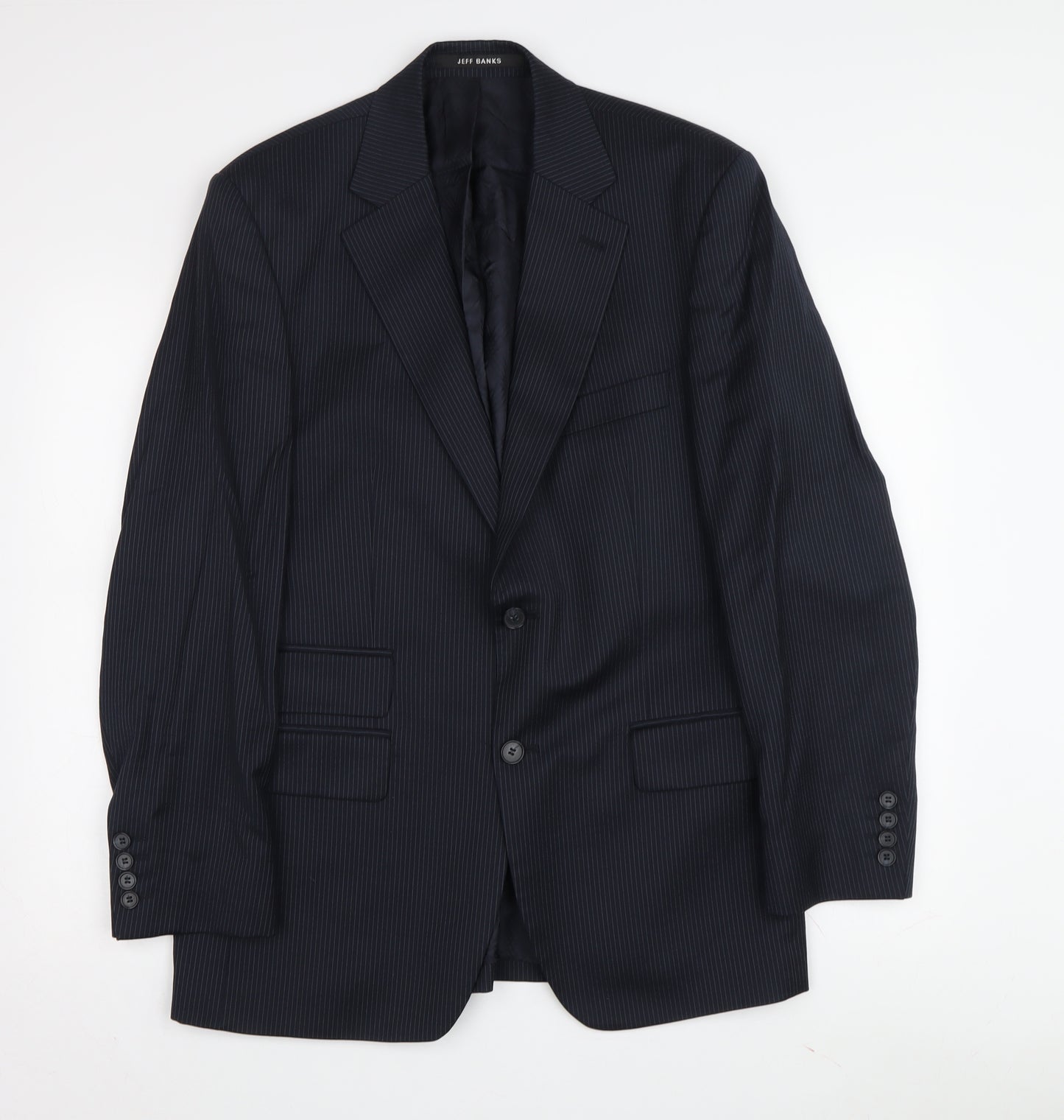 Jeff Banks Men's Black Pinstripe Blazer, Size 38R