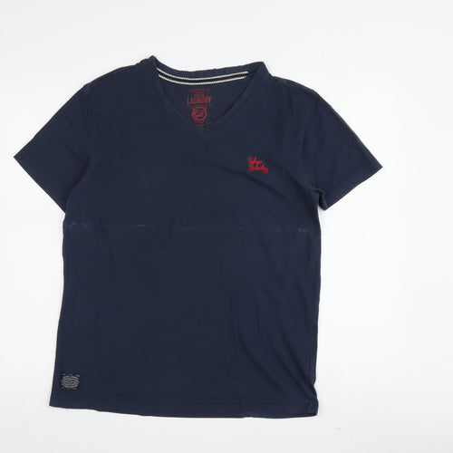 Tokyo Laundry Men's V-Neck Blue T-Shirt, Medium, Jersey Cotton
