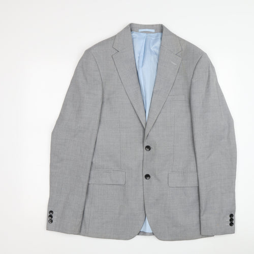 Moss London Men’s Grey Slim Fit Blazer, Size 38L
