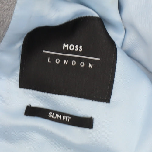 Moss London Men’s Grey Slim Fit Blazer, Size 38L
