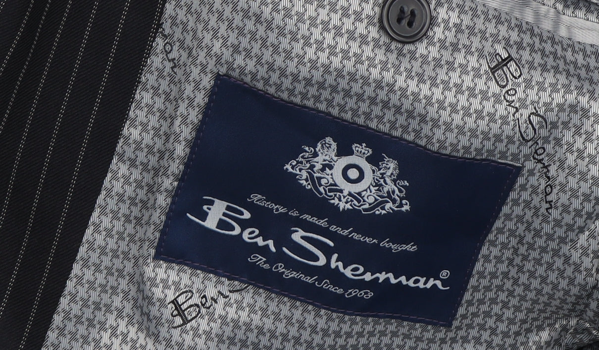 Ben Sherman Men's Black Single Breasted Wool Blazer Jacket Size 38 Regular
