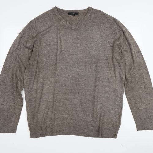 Thomas Nash Men's Brown V-Neck Pullover Jumper M