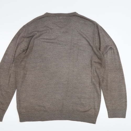 Thomas Nash Men's Brown V-Neck Pullover Jumper M